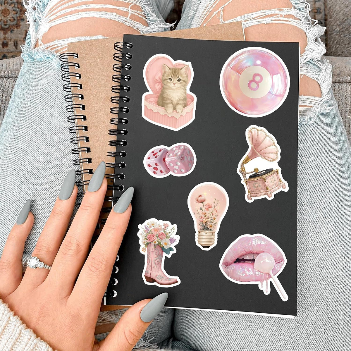 50 Pcs Coquette Stickers Cute Pink Aesthetic Sticker Waterproof Pastel Cute Bow Decals Water Bottle Laptop Journal Planner Scrapbook Phone Guitar Luggage Cup Gifts for Women Teens Girls