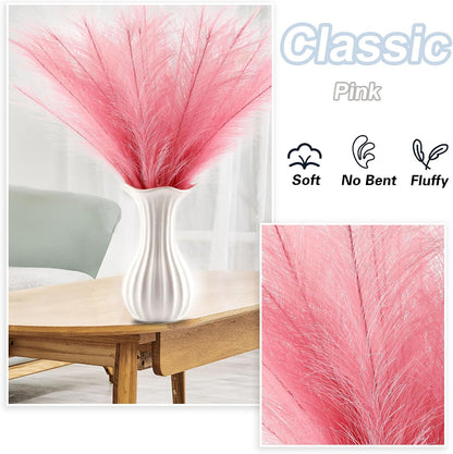 30PCS Pink Faux Pampas Grass 17" for Vase Filler Decor