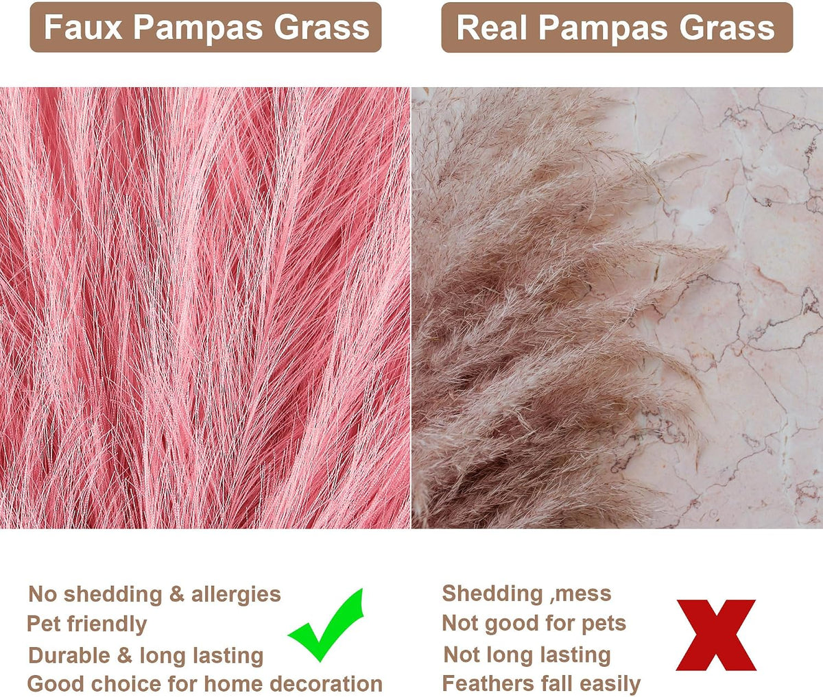 30PCS Pink Faux Pampas Grass 17" for Vase Filler Decor