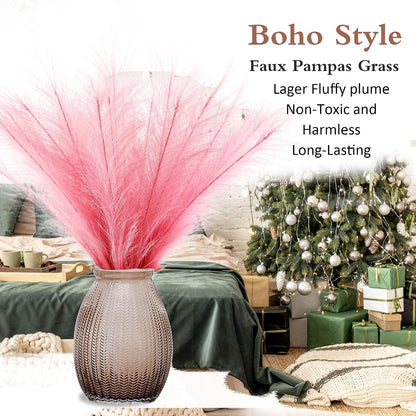 30PCS Pink Faux Pampas Grass 17" for Vase Filler Decor