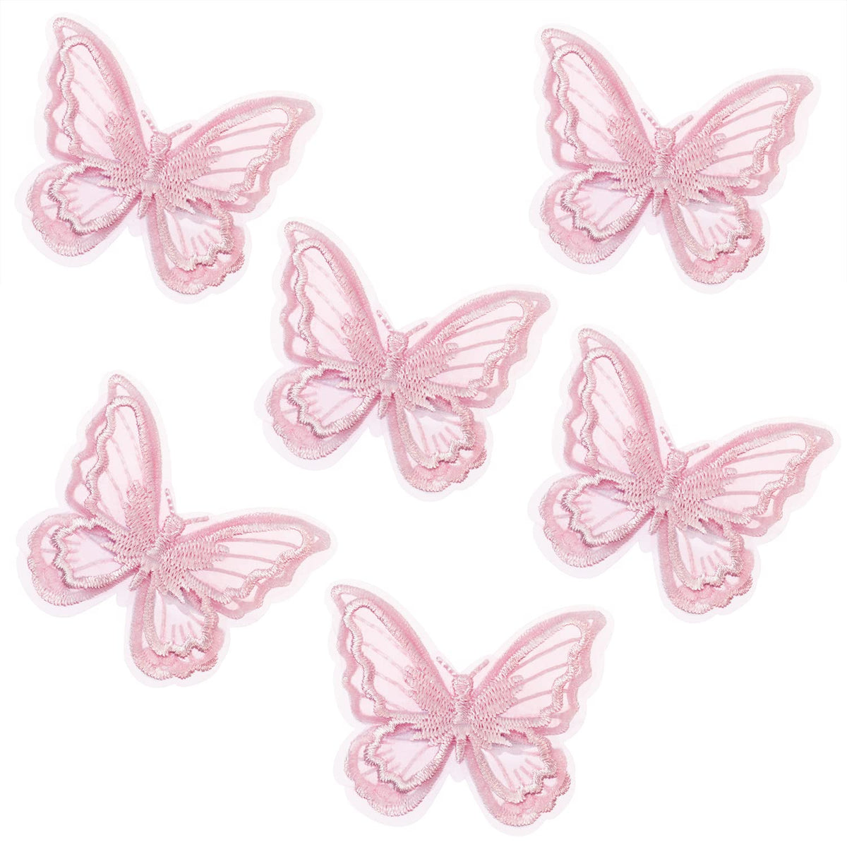 Butterfly Hair Clips 6Pcs Lace Embroidery Flower Butterfly Hair Bow Pins Wedding Hair Accessories for Women GHalloween Party Decor (Pink)