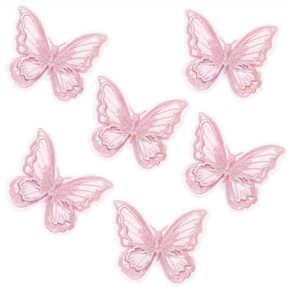 Butterfly Hair Clips 6Pcs Lace Embroidery Flower Butterfly Hair Bow Pins Wedding Hair Accessories for Women GHalloween Party Decor (Pink)