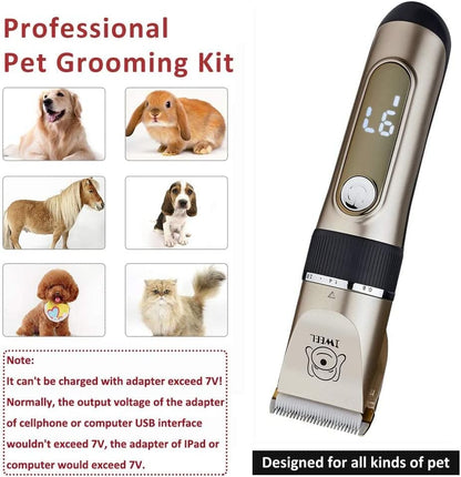IWEEL Dog Clippers, 2-Speed Professional Rechargeable Cordless Cat Shaver and Low Noise Water Proof Electric Dog Trimmer Pet Grooming Kit Animal Hair Clippers Tool with Scissors Combs