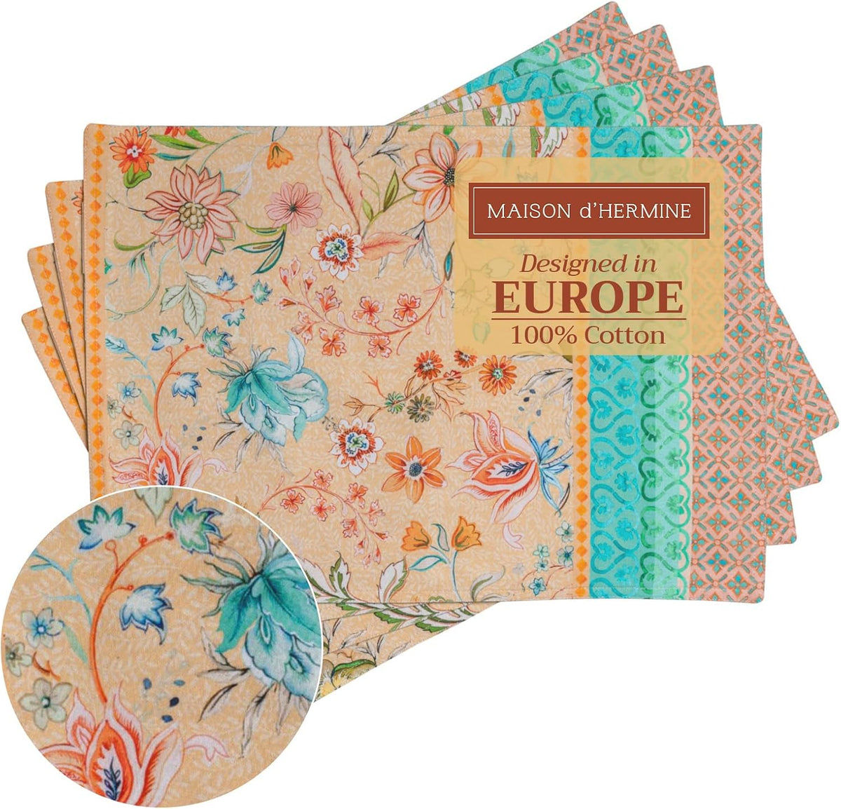 Placemats Set of 4 Reusable 100% Cotton (13"x19")