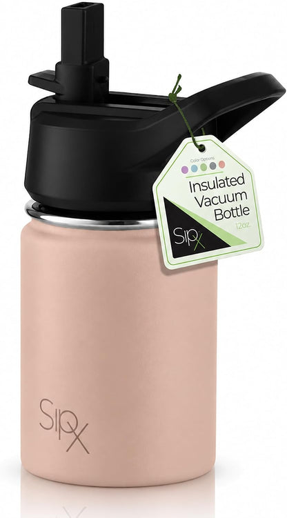 ™ 12 oz Insulated Water Bottle with Straw Lid – Leakproof Stainless Steel, BPA-Free, Easy to Carry – Perfect for School, Camp, Sports & Travel – Peach