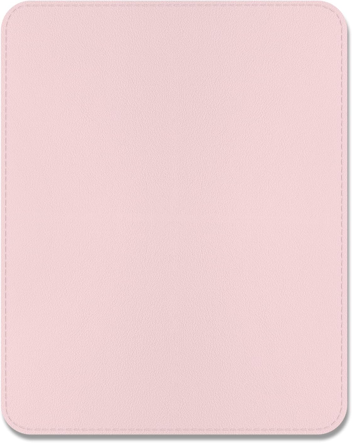 Leather Mouse Pad, Office Mouse Mat Non-Slip Rubber Base Stitched Edge Washable Waterproof Rectangular Mousepad for Office Gaming PC Laptop, 9.8" x 7.9", Light Pink