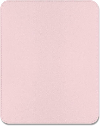 Leather Mouse Pad, Office Mouse Mat Non-Slip Rubber Base Stitched Edge Washable Waterproof Rectangular Mousepad for Office Gaming PC Laptop, 9.8" x 7.9", Light Pink