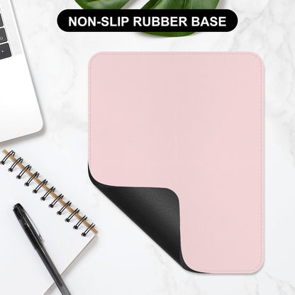 Leather Mouse Pad, Office Mouse Mat Non-Slip Rubber Base Stitched Edge Washable Waterproof Rectangular Mousepad for Office Gaming PC Laptop, 9.8" x 7.9", Light Pink