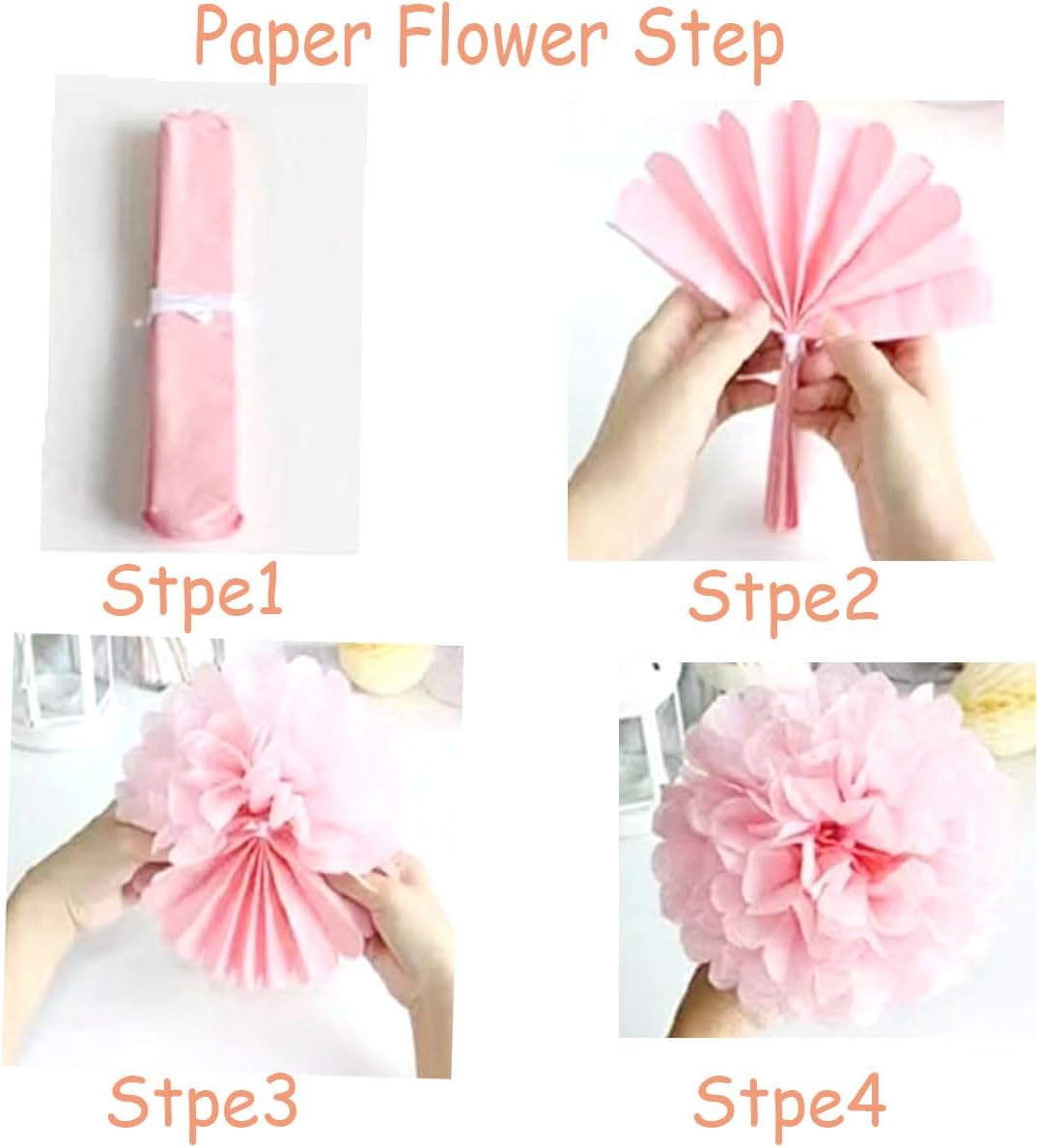 12pcs 8in 10in Pink Paper Pom Poms Tissue Paper Flower Hanging Flower Ball