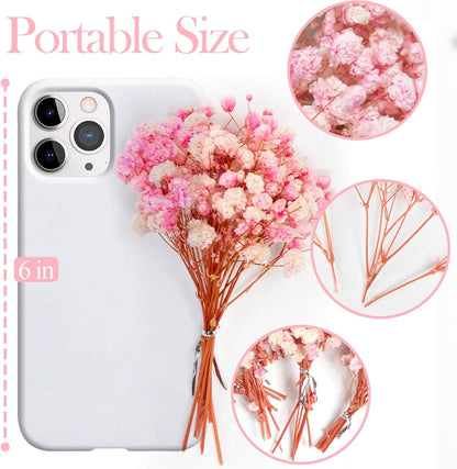 3500+ Mini Pink Dried Baby Breath Flowers, 70pcs Gypsophila Bouquet for DIY