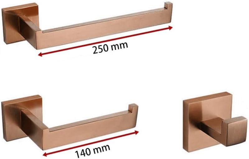 Brushed Rose Gold Bathroom Hardware Bath Accessories Toilet Paper Holder Towel Holder Bar Robe Hook Towel Rack,3 Pieces Set