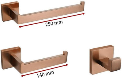 Brushed Rose Gold Bathroom Hardware Bath Accessories Toilet Paper Holder Towel Holder Bar Robe Hook Towel Rack,3 Pieces Set