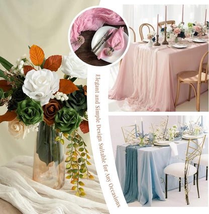 12 Pack Light Pink Table Runners 35x70in Cheesecloth Table Runner