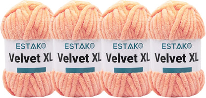 Velvet XL Soft Chunky Chenille Blanket Yarn, Peach 4-Pack
