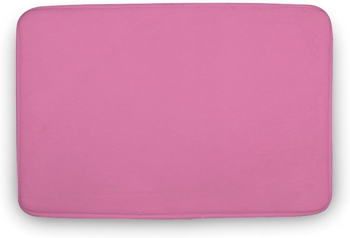 Pink Plain Solid Color Bathroom Rugs, Non Slip & Absorbent Bath Mat Carpets for Bathroom, Entryway or Sink 16" x 24"