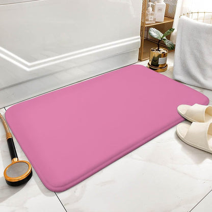 Pink Plain Solid Color Bathroom Rugs, Non Slip & Absorbent Bath Mat Carpets for Bathroom, Entryway or Sink 16" x 24"
