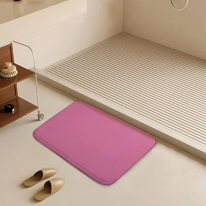 Pink Plain Solid Color Bathroom Rugs, Non Slip & Absorbent Bath Mat Carpets for Bathroom, Entryway or Sink 16" x 24"