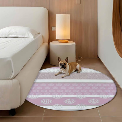 Farm Fruit Round Living Room Rugs 3.3 ft, Strawberries Peach Watermelon Lemon Pink Striped Washable Area Rug with Non-Slip Sturdy Edge Binding Round Front Door Mat Floor Carpet for Entryway