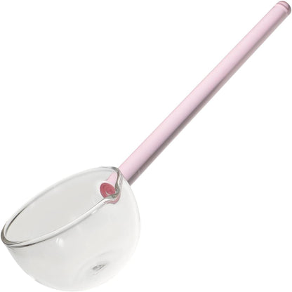 CALLARON Glass Spoon 10.03-inch Transparent Stirring Spoon Clear Scoop for Coffee Tea Ice Cream Dessert and Soup Long Handle Kitchen Serving for Daily Use