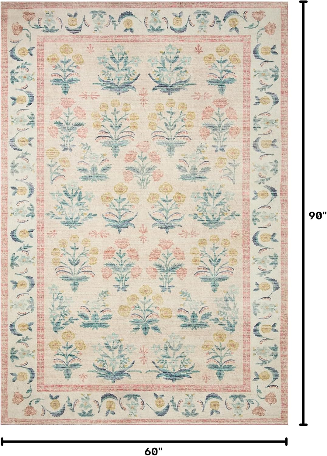 Rifle Paper Co Eden Mughal Rose Blush 5'-0" x 7'-6" Area Rug