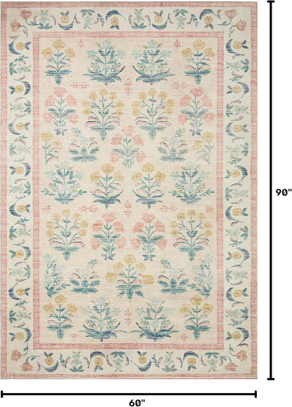 Rifle Paper Co Eden Mughal Rose Blush 5'-0" x 7'-6" Area Rug