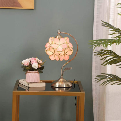 L10732 Pink Cherry Blossom Tiffany Style Stained Glass Table Lamp