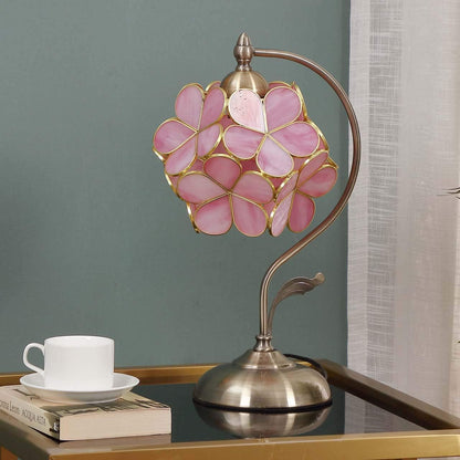 L10732 Pink Cherry Blossom Tiffany Style Stained Glass Table Lamp