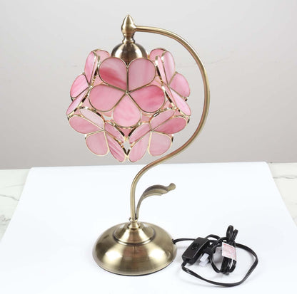 L10732 Pink Cherry Blossom Tiffany Style Stained Glass Table Lamp