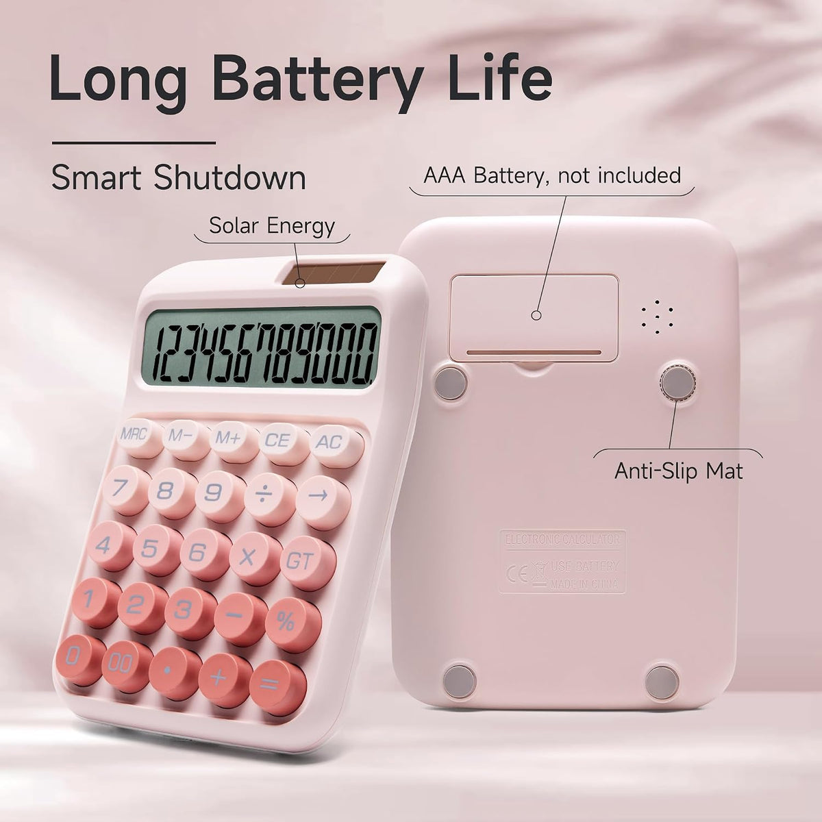 Desk Calculator, 12-Digit Large LCD Display, Big Buttons with% Key