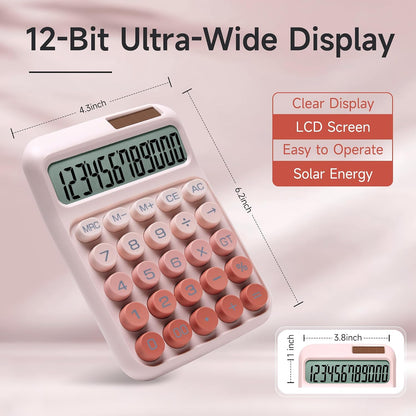 Desk Calculator, 12-Digit Large LCD Display, Big Buttons with% Key