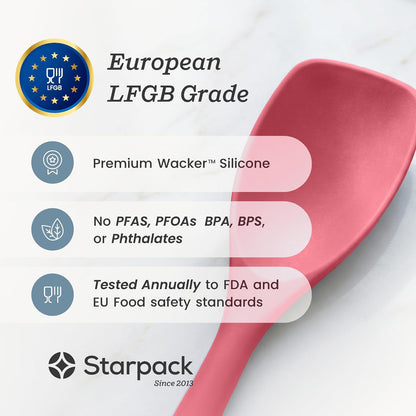 StarPack XL Spoonula The All-Rounder 13.5 Inch - LFGB Silicone Spoon Spatula, 600°F Heat Resistant, BPA-Free - One-Piece Seamless, Dishwasher Safe - for Nonstick Cookware and Deep Pots, Earthy Pink