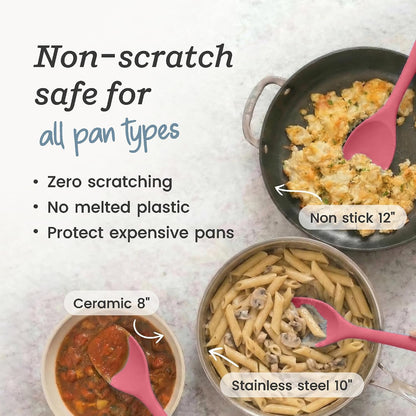 StarPack XL Spoonula The All-Rounder 13.5 Inch - LFGB Silicone Spoon Spatula, 600°F Heat Resistant, BPA-Free - One-Piece Seamless, Dishwasher Safe - for Nonstick Cookware and Deep Pots, Earthy Pink
