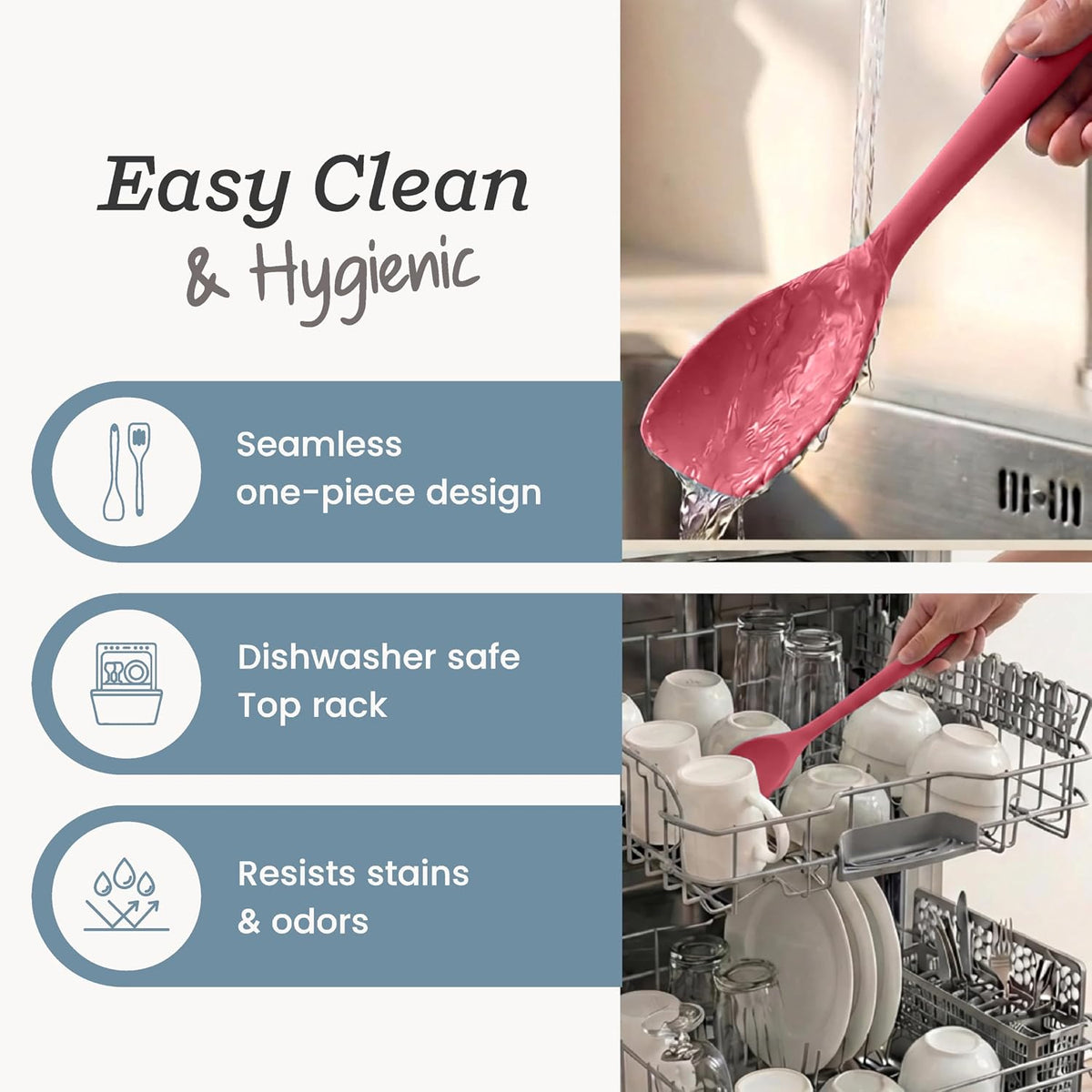 StarPack XL Spoonula The All-Rounder 13.5 Inch - LFGB Silicone Spoon Spatula, 600°F Heat Resistant, BPA-Free - One-Piece Seamless, Dishwasher Safe - for Nonstick Cookware and Deep Pots, Earthy Pink