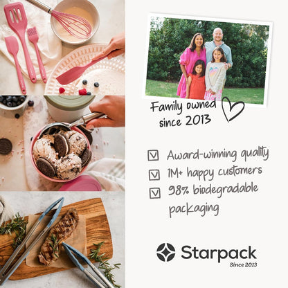 StarPack XL Spoonula The All-Rounder 13.5 Inch - LFGB Silicone Spoon Spatula, 600°F Heat Resistant, BPA-Free - One-Piece Seamless, Dishwasher Safe - for Nonstick Cookware and Deep Pots, Earthy Pink