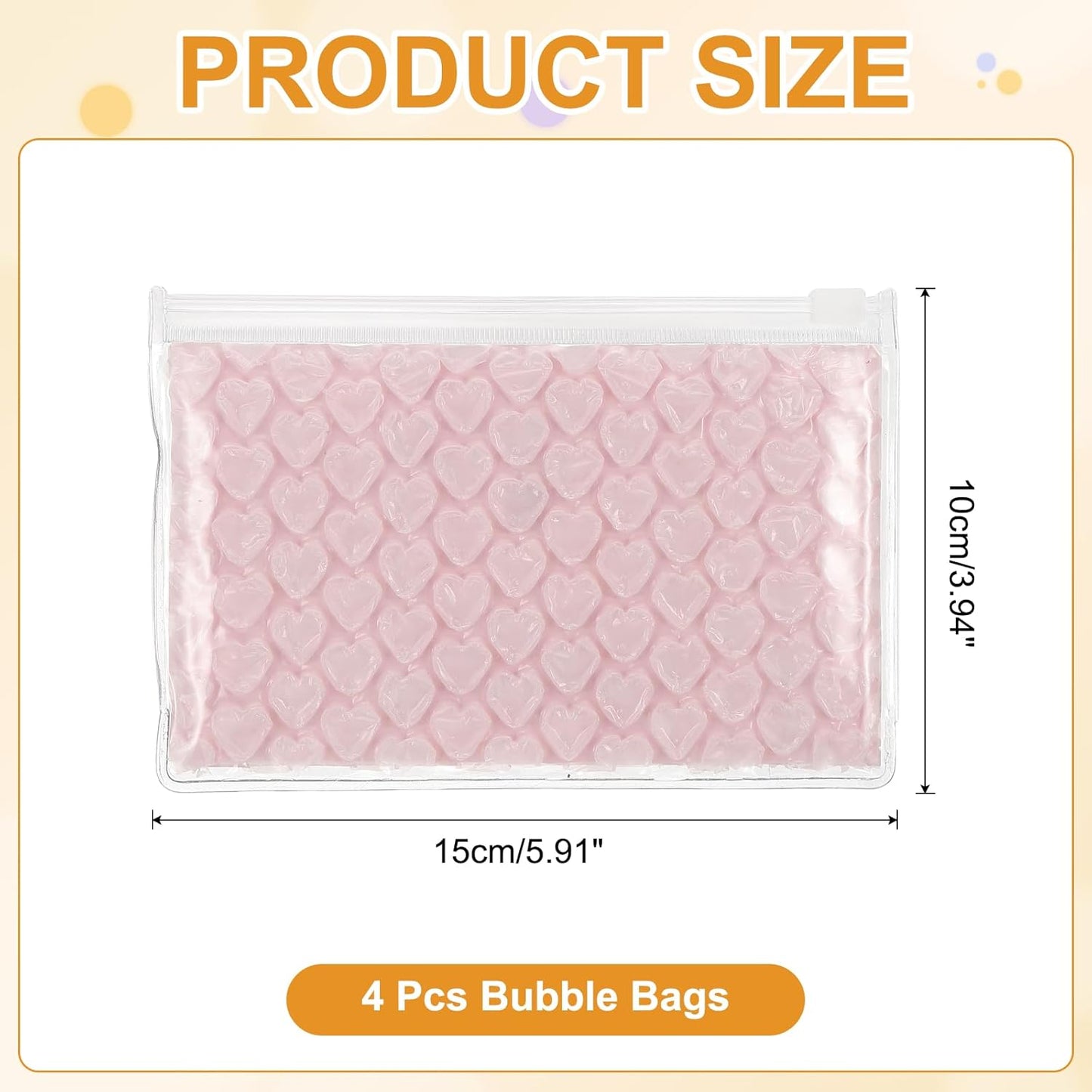 Clear Bubble Bags, (6 x 4 Inch, Pink) (4 Pcs), Lightweight Economic Heart Bubble Wrapping Pouches Zipper Packing Cushioning Bag, Suit for - Mailing Shipping/Packaging/Storage