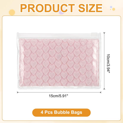 Clear Bubble Bags, (6 x 4 Inch, Pink) (4 Pcs), Lightweight Economic Heart Bubble Wrapping Pouches Zipper Packing Cushioning Bag, Suit for - Mailing Shipping/Packaging/Storage