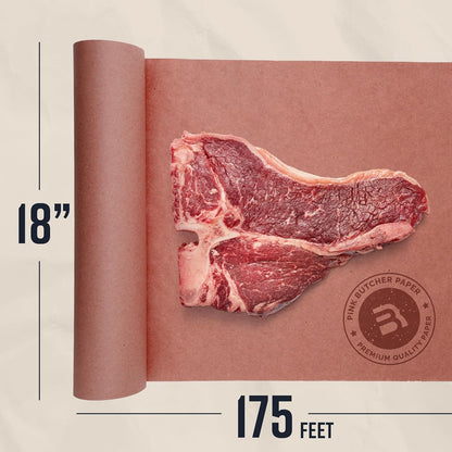 Pink Butcher Paper Roll with Dispenser Box, 18" x 175' (2100”) Food-Grade Peach Butcher Paper for Smoker, BBQ, Grilling, Smoking Meat - USA Made - Unbleached, Uncoated and Unwaxed