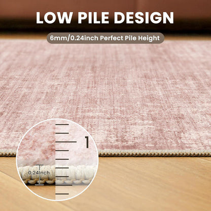 5x7 Area Rugs, Modern Abstract Washable Rug for Living Room Pink