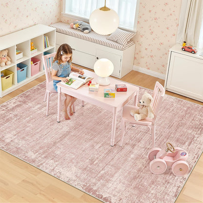 5x7 Area Rugs, Modern Abstract Washable Rug for Living Room Pink