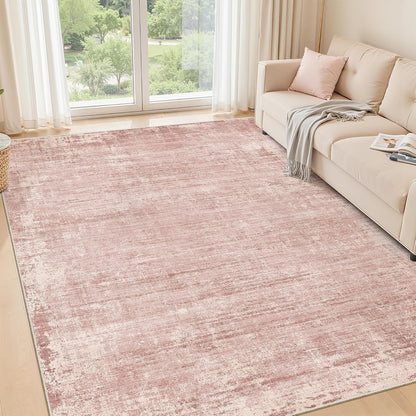 5x7 Area Rugs, Modern Abstract Washable Rug for Living Room Pink