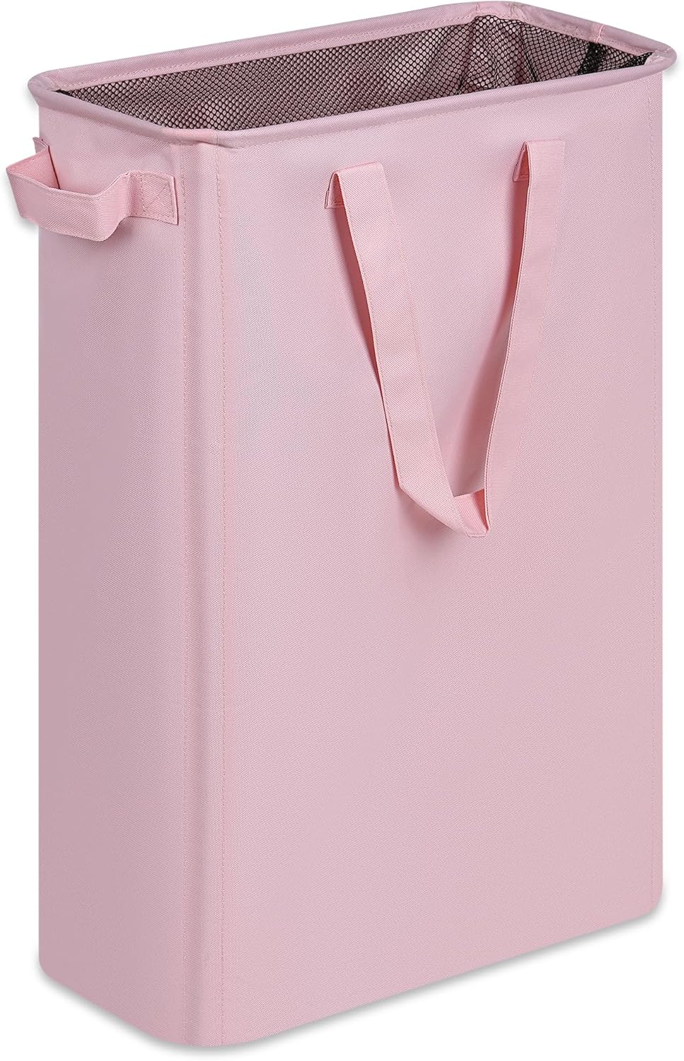 Slim Laundry Basket, Narrow Laundry Hamper with Handles, Collapsible Dirty Clothes Hamper, Tall Laundry Bin for Laundry Room, Dorm and Bedroom, 12.7 Gallons(48L) Pink