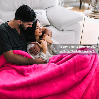 Fleece Hot Pink Throw , Soft Pink for Couch Bed 50x70 in