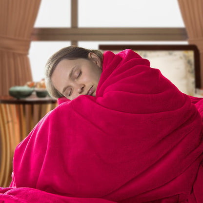 Fleece Hot Pink Throw , Soft Pink for Couch Bed 50x70 in
