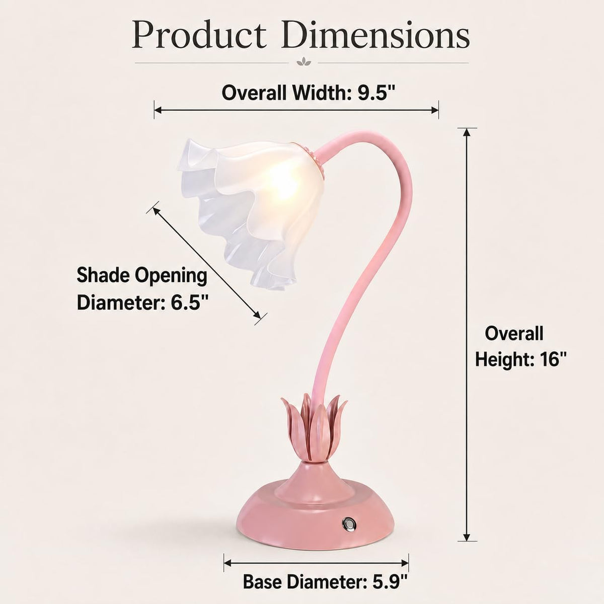 Cordless Flower Table Lamp Pink, Valentine‘s Gift, 5200-mAh Rechargeable Touch Lamp, 3-Way Dimmable, Build-in Integrated LED 320 Lumen Max, for Nightstand Bedroom Living Room