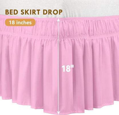Pink Full Wrap Around Bed Skirt, 18" Drop, Easy Fit