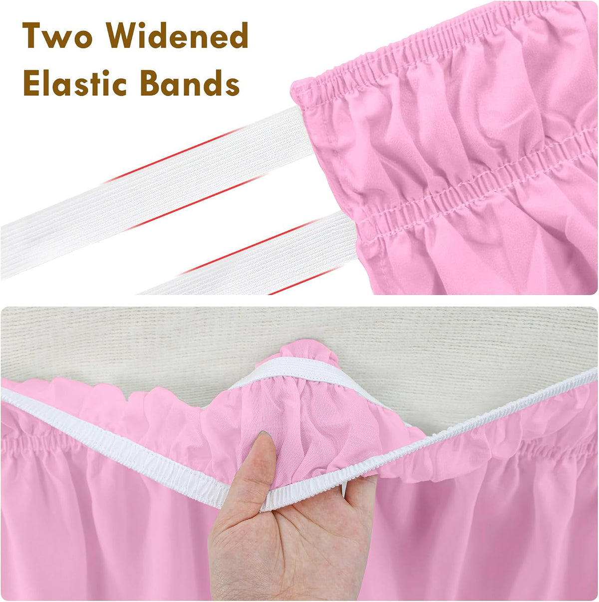Pink Full Wrap Around Bed Skirt, 18" Drop, Easy Fit