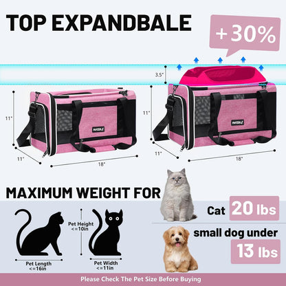 Top-Expandable Cat Carrier 18x11x11, United Delta American Airline Approved