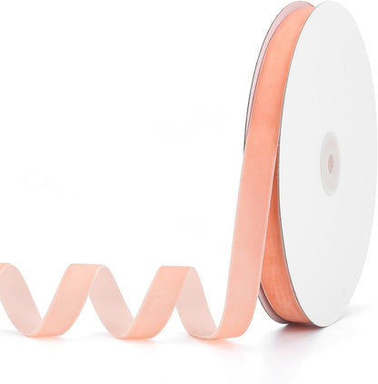 Peach Velvet Ribbon 5/8" x 20Yd,Great for Gift Wrapping,Hair Bows Making, Wreaths,Wedding and Christmas Party Decoration(Peach 5/8")