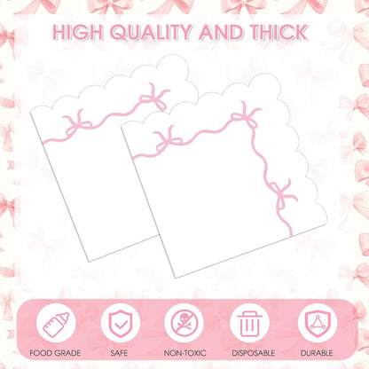40PCS Pink Bow Paper Napkins Bachelorette Decorations 6.5" x 6.5" Disposable Bow Theme Party Napkins Coquette Birthday Party Bridal Engagement Decor, Girl Baby Shower Table Supplies