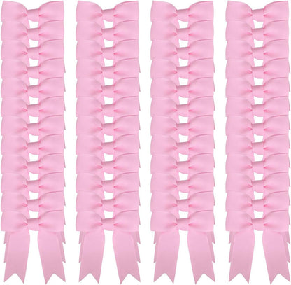 Meseey 50 Pcs 3 Inches Light Pink Grosgrain Ribbon Twist Tie Bow Pretied Premade Craft Bows for Treat Bags Gift Wrapping Basket Wedding Baby Shower Brithday Valentine's Day Christmas Party